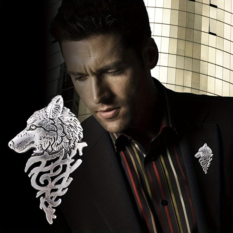 Men's Wolf Head Brooch Suit Pin for Party Clothing Bag