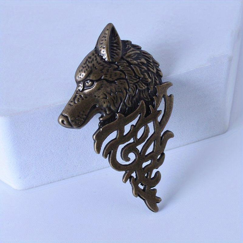 Men's Wolf Head Brooch Suit Pin for Party Clothing Bag
