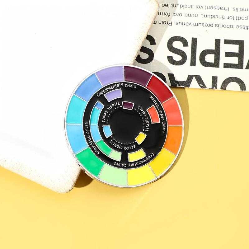 Rainbow Disc Metal Brooch for Backpack Clothes Jewelry