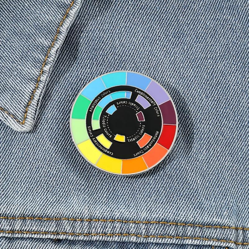 Rainbow Disc Metal Brooch for Backpack Clothes Jewelry