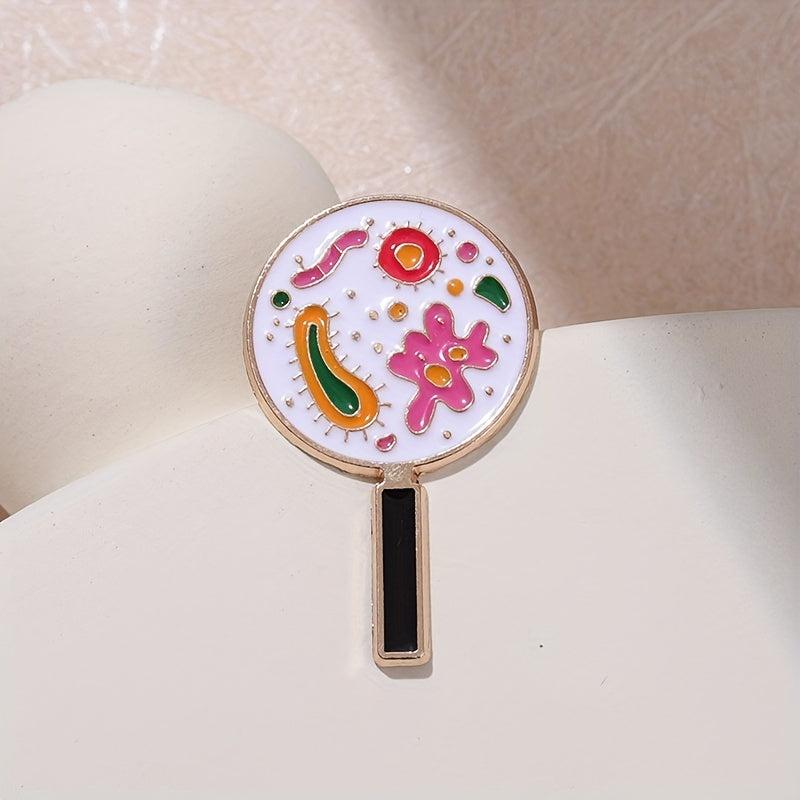 Colorful Bacterial Magnifying Glass Brooch Pin Jewelry
