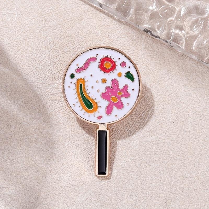 Colorful Bacterial Magnifying Glass Brooch Pin Jewelry