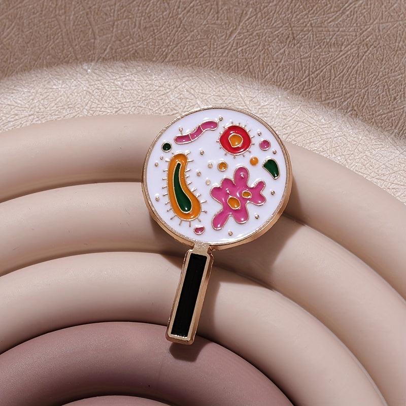 Colorful Bacterial Magnifying Glass Brooch Pin Jewelry
