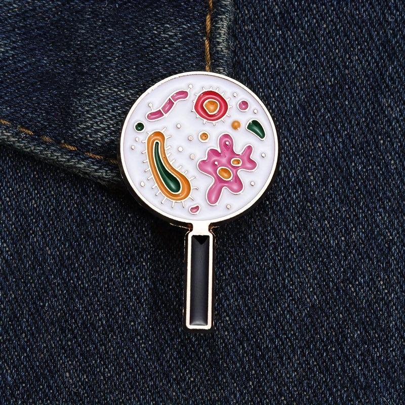 Colorful Bacterial Magnifying Glass Brooch Pin Jewelry