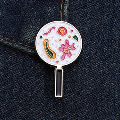 Colorful Bacterial Magnifying Glass Brooch Pin Jewelry