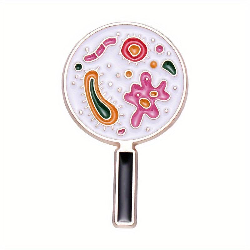 Colorful Bacterial Magnifying Glass Brooch Pin Jewelry