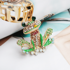 Men's Rhinestone Frog Brooch Enamel Pin Wedding Party