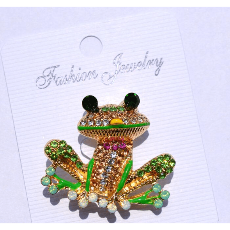 Men's Rhinestone Frog Brooch Enamel Pin Wedding Party