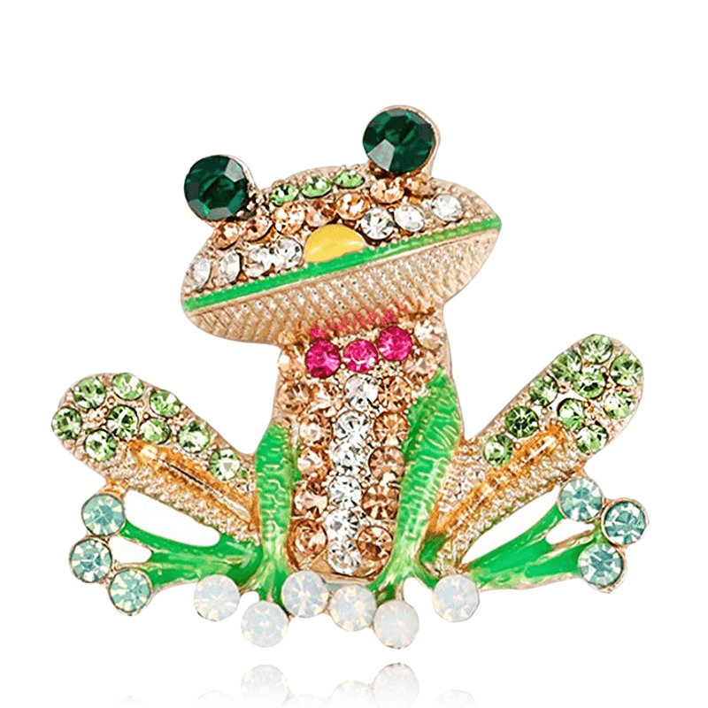 Men's Rhinestone Frog Brooch Enamel Pin Wedding Party