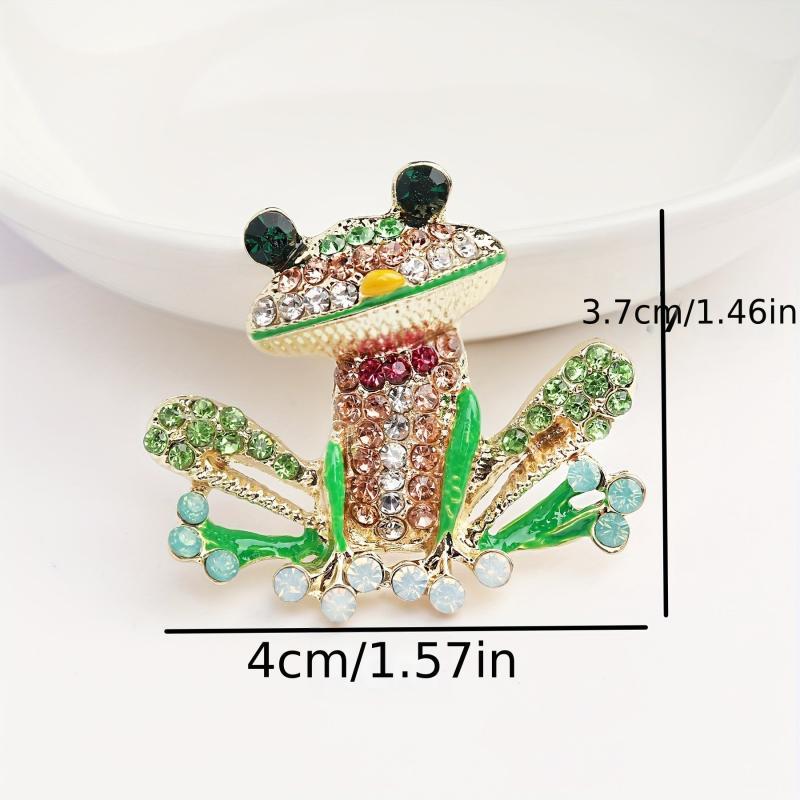 Men's Rhinestone Frog Brooch Enamel Pin Wedding Party