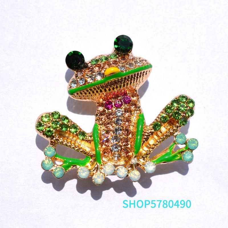 Men's Rhinestone Frog Brooch Enamel Pin Wedding Party