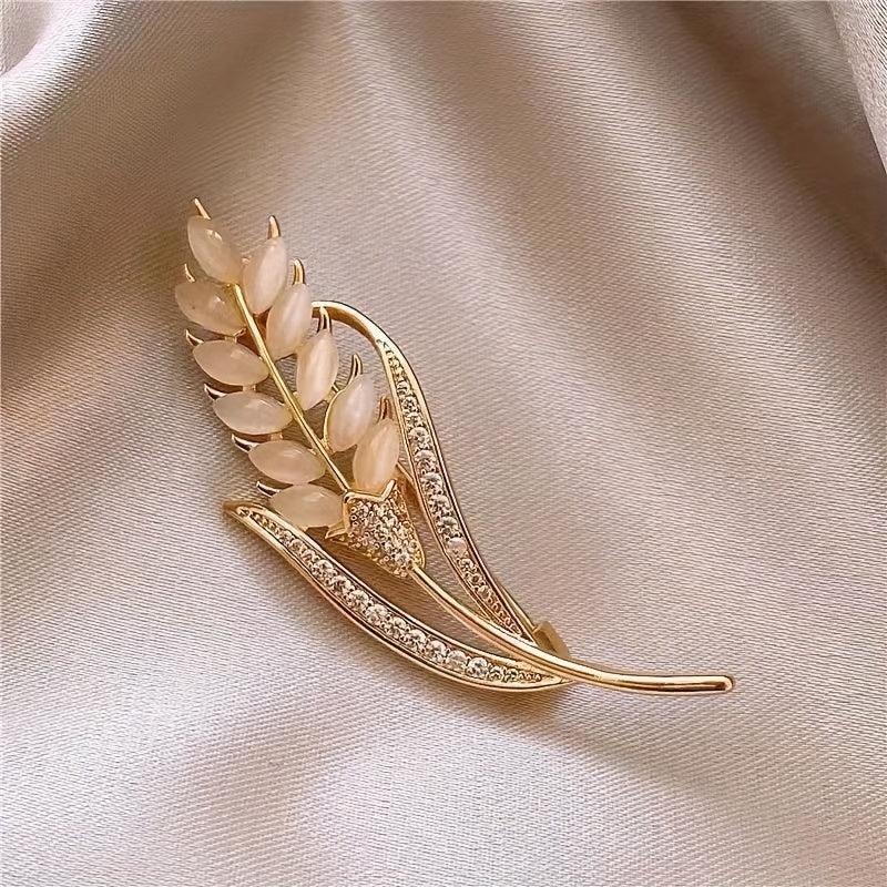 Men's Wheat Ears Zircon Brooch Daily Clothing All-Match