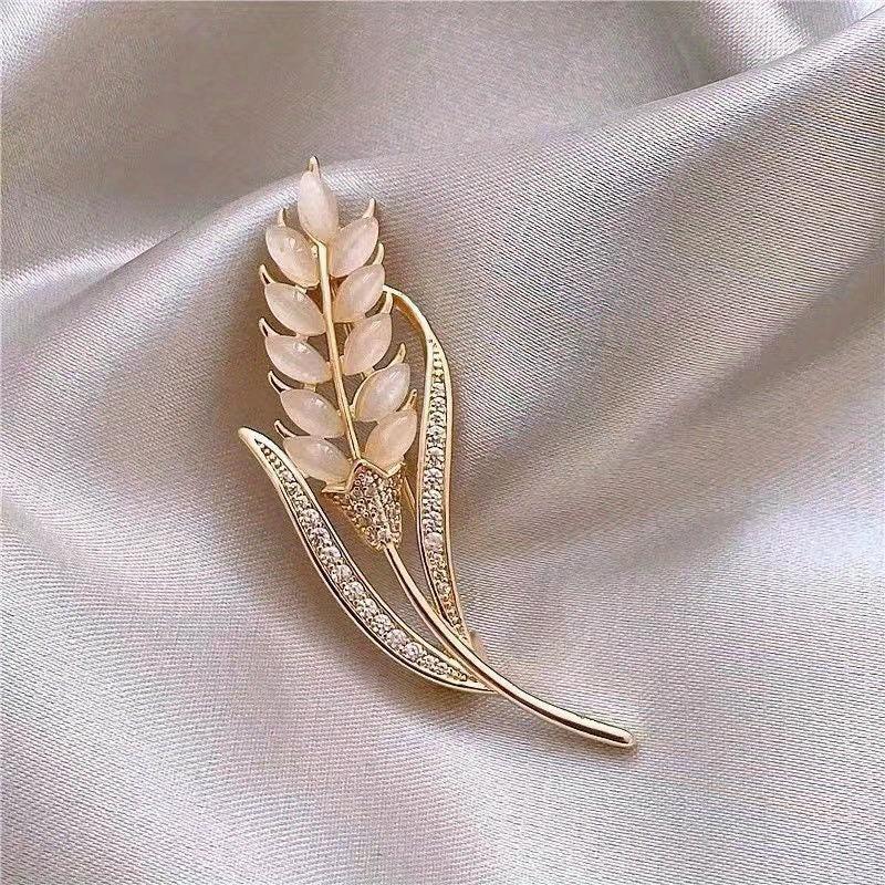 Men's Wheat Ears Zircon Brooch Daily Clothing All-Match