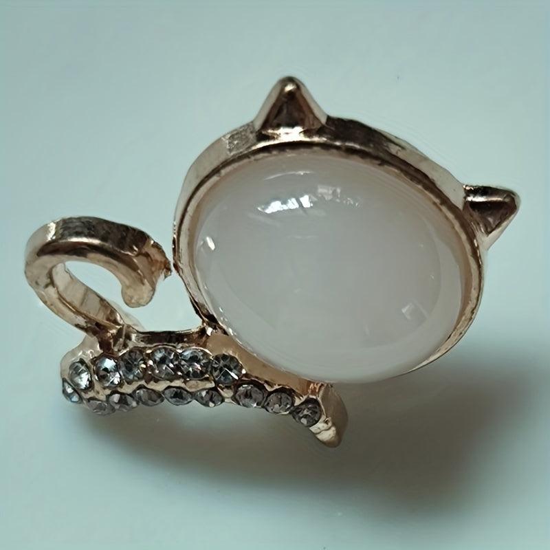 Golden Large Face Cat Brooch Collar Buckle Pin