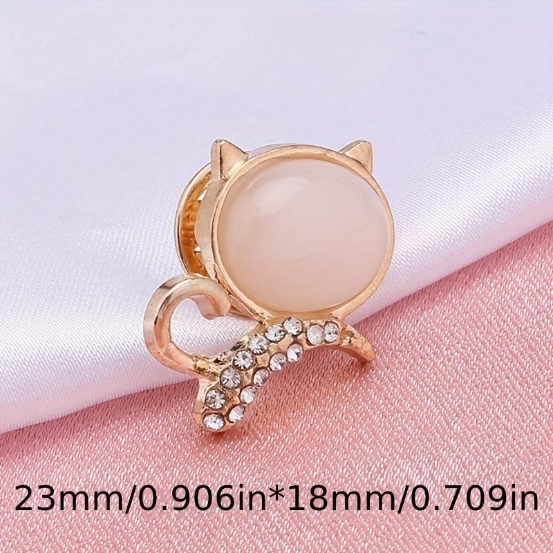 Golden Large Face Cat Brooch Collar Buckle Pin