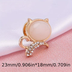 Golden Large Face Cat Brooch Collar Buckle Pin