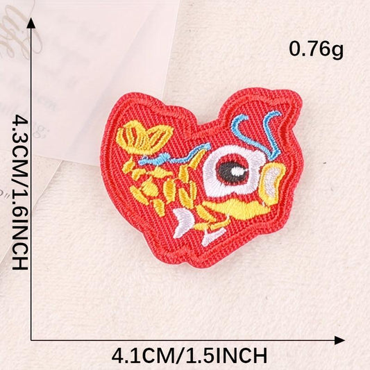 6pcs Fish Embroidery DIY Patch Decorative Accessories For Clothes Backpack Hat