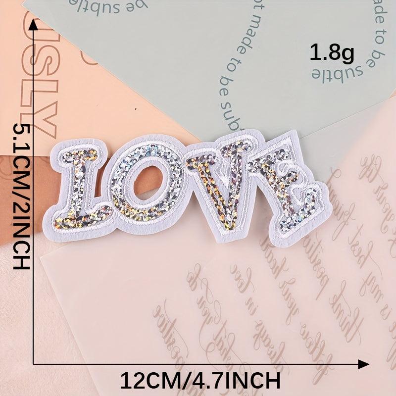 3pcs Letter Love Sequined Patches DIY Ironing Cloth Stickers for Girls