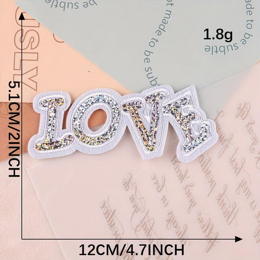 3pcs Letter Love Sequined Patches DIY Ironing Cloth Stickers for Girls