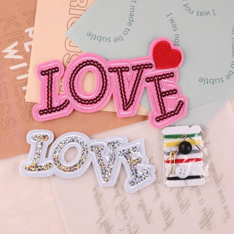 3pcs Letter Love Sequined Patches DIY Ironing Cloth Stickers for Girls