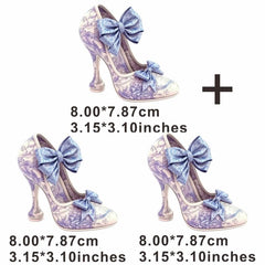 Purple High Heels Hot Press Transfer Iron on Patch DIY T shirt Stickers