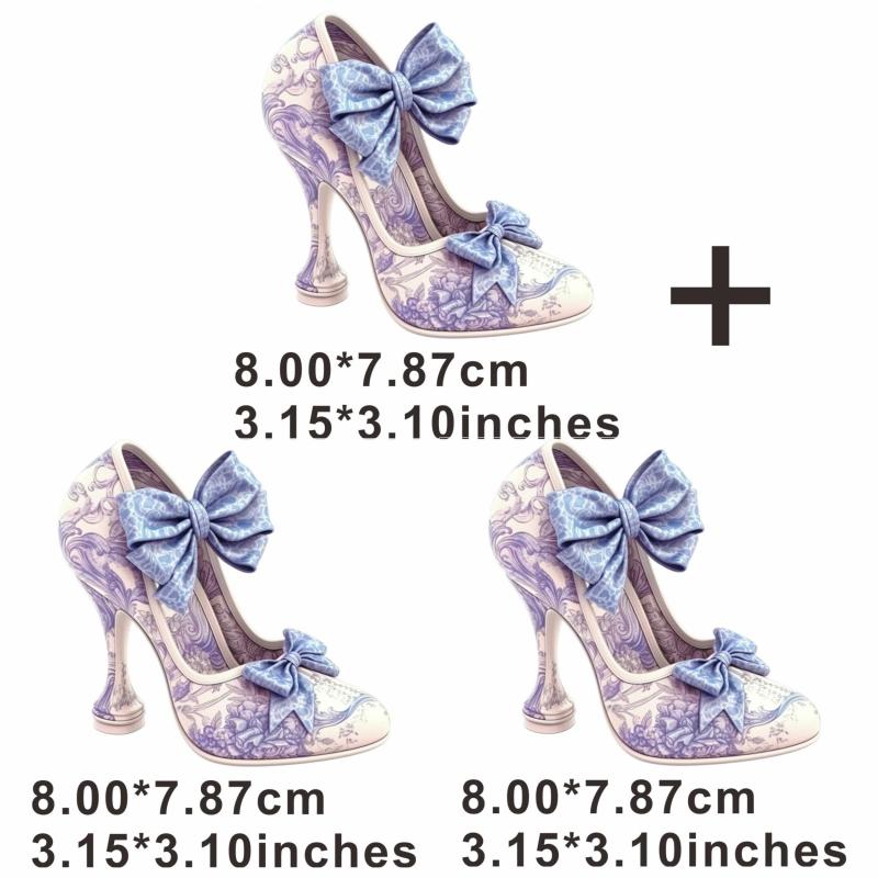 Purple High Heels Hot Press Transfer Iron on Patch DIY T shirt Stickers