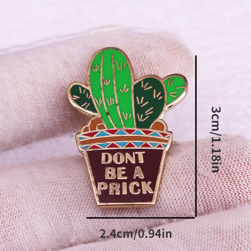 'Don't Nitpick' Cactus Brooch Green Potted Plant Brooch