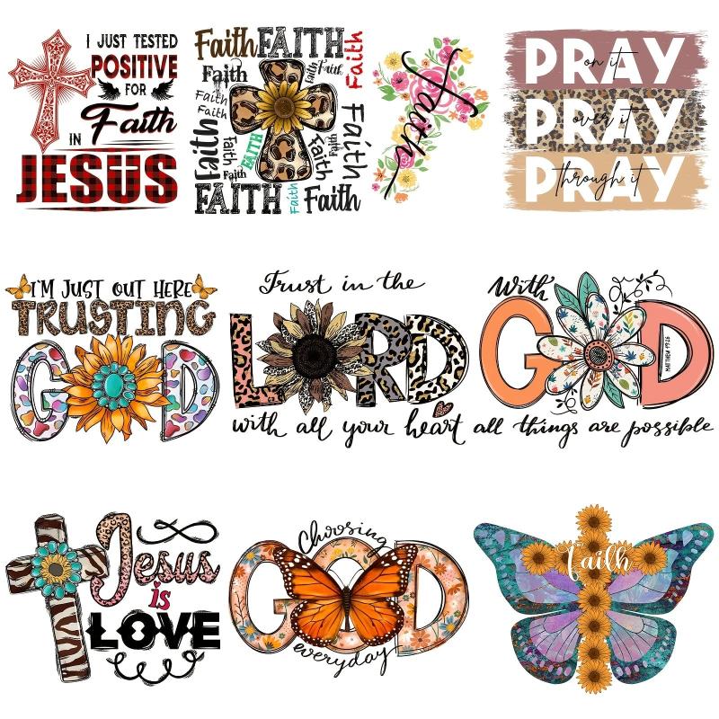 10pcs Jesus Heat Transfer Hot Stamping Designs Iron on Transfer