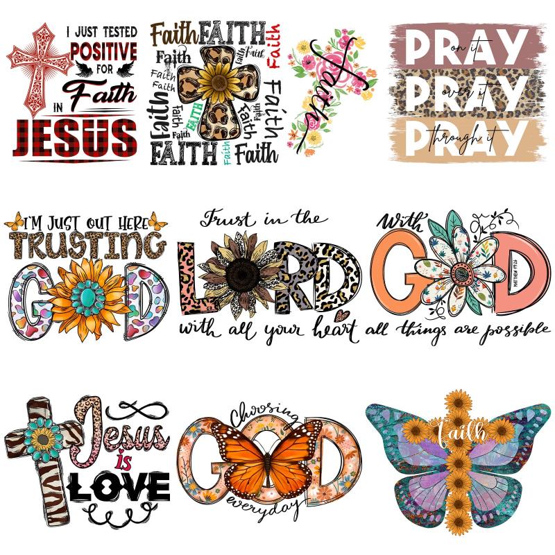 10pcs Jesus Heat Transfer Hot Stamping Designs Iron on Transfer