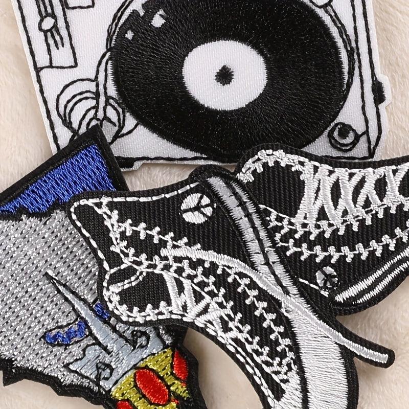 5pcs Boys Vintage Shoes Embroidery DIY Patch for Clothes Backpack Hat
