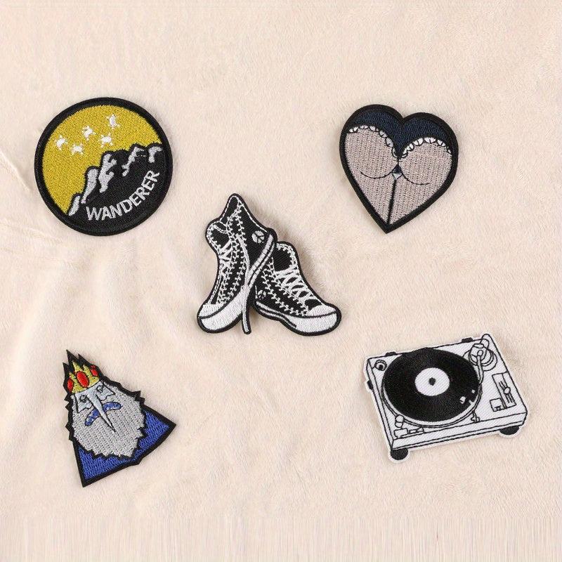 5pcs Boys Vintage Shoes Embroidery DIY Patch for Clothes Backpack Hat