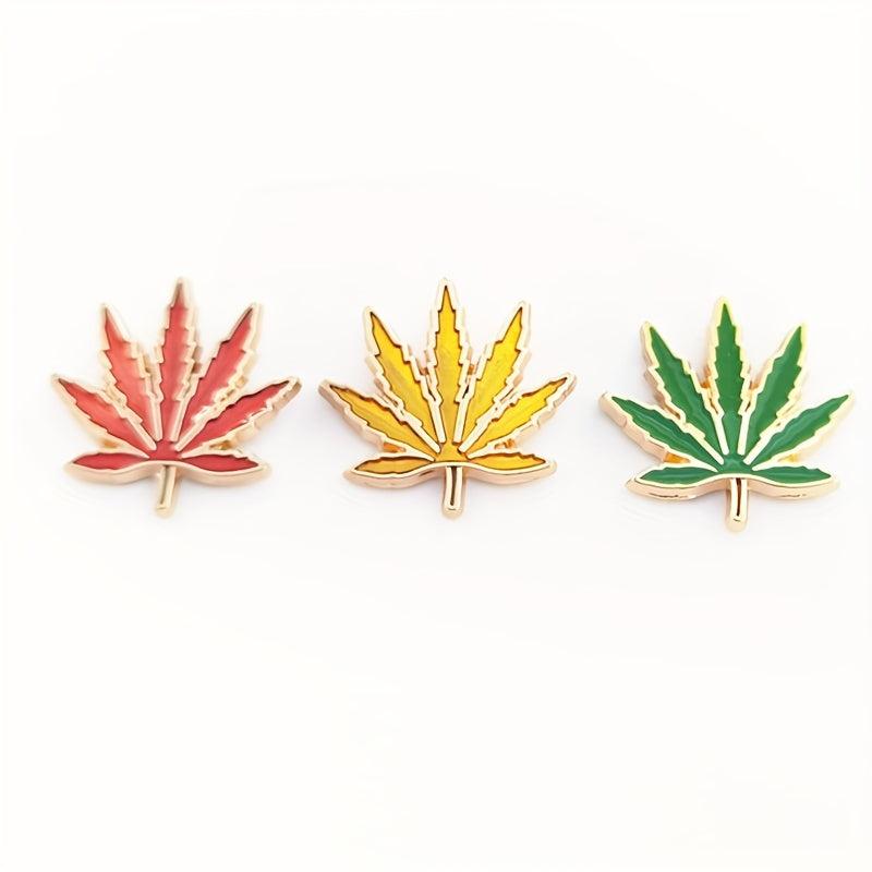 3pcs Leaf Brooch Enamel Lapel Pin