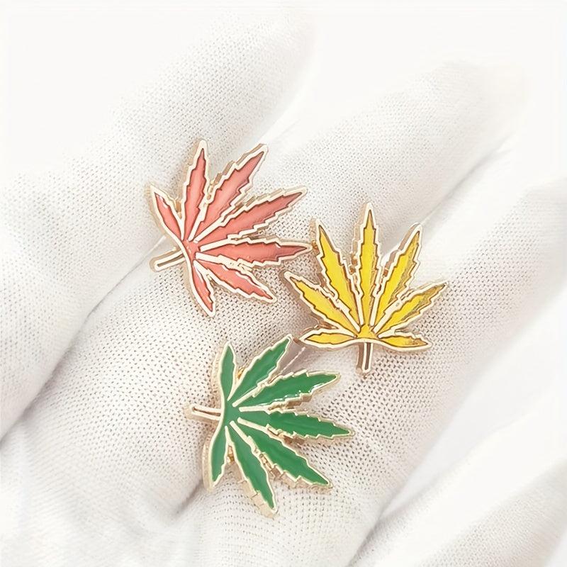 3pcs Leaf Brooch Enamel Lapel Pin