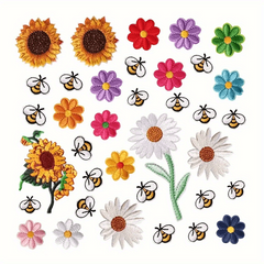 Bee Sunflower Embroidery Cloth Stickers DIY Patches Stickers