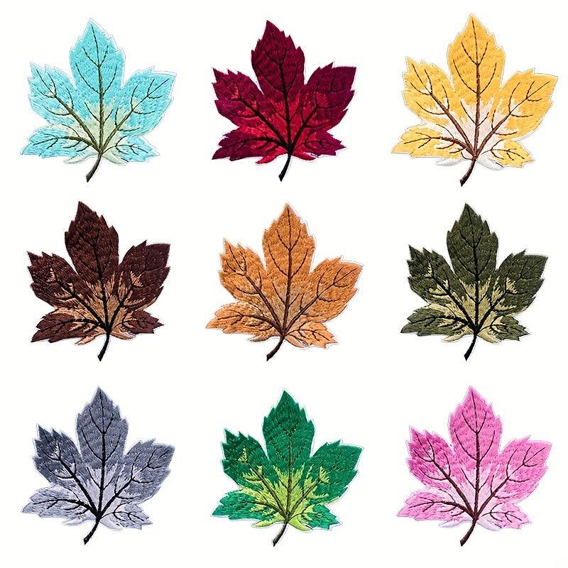 9pcs Leaf Embroidered Iron On Patches Sew On Applique Repair Patch D