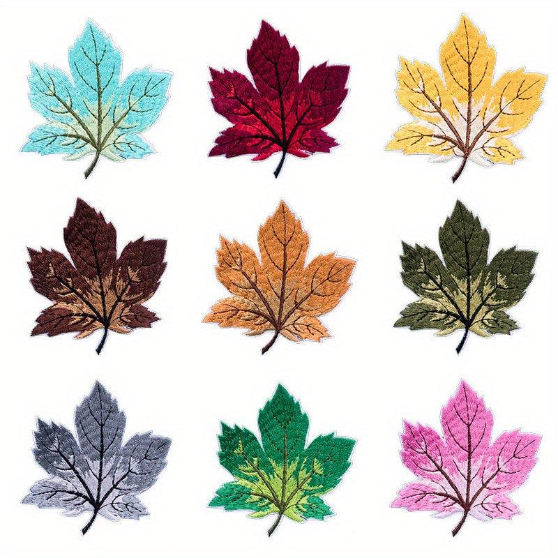 9pcs Leaf Embroidered Iron On Patches Sew On Applique Repair Patch D