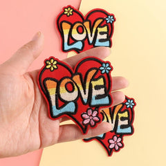 3pcs Love Pattern Embroidery Patches Fabric Art Decor DIY Clothes Accessories