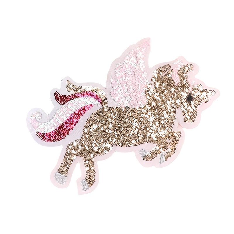 Sequined Unicorn Computer Embroidery Label Patch Stickers