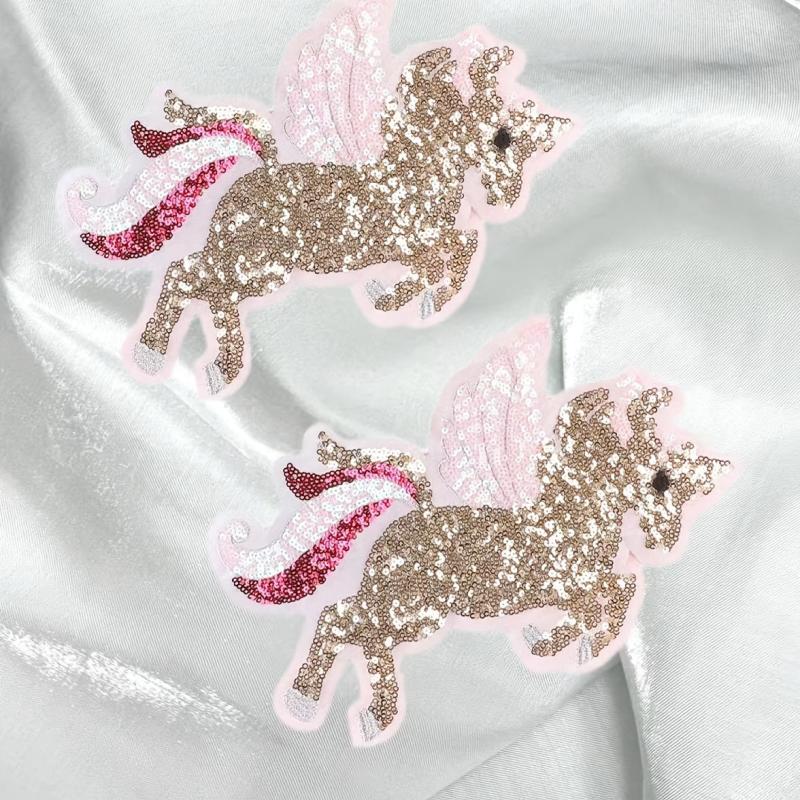 Sequined Unicorn Computer Embroidery Label Patch Stickers