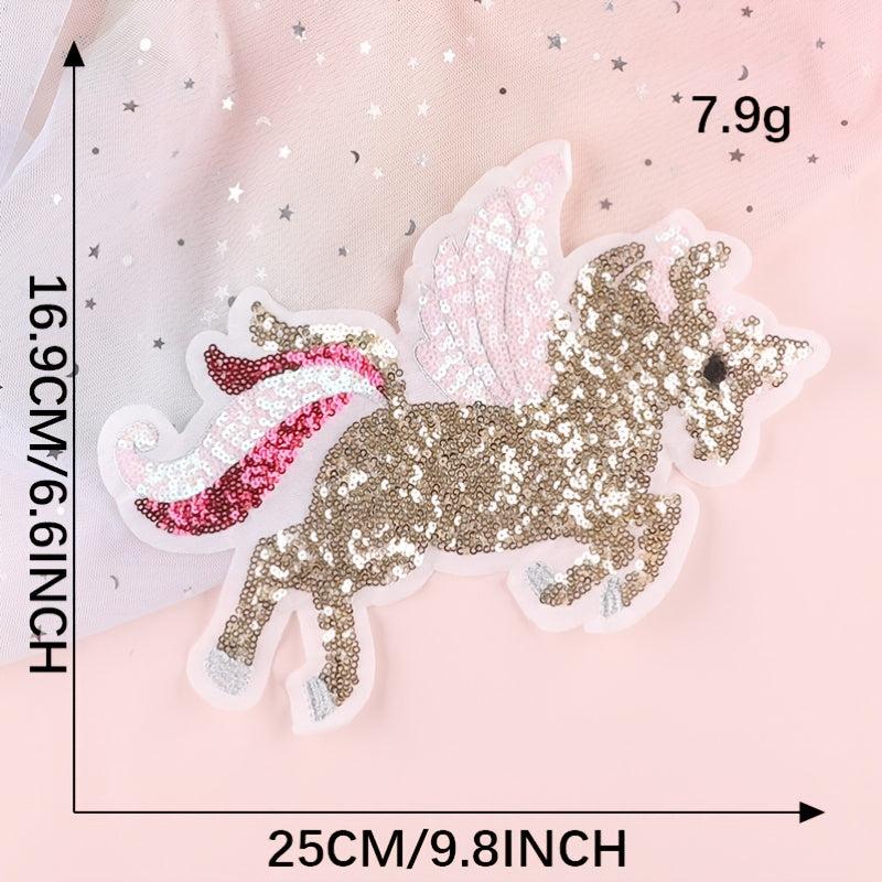 Sequined Unicorn Computer Embroidery Label Patch Stickers