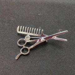 Men's Haircut Scissors Comb Brooch