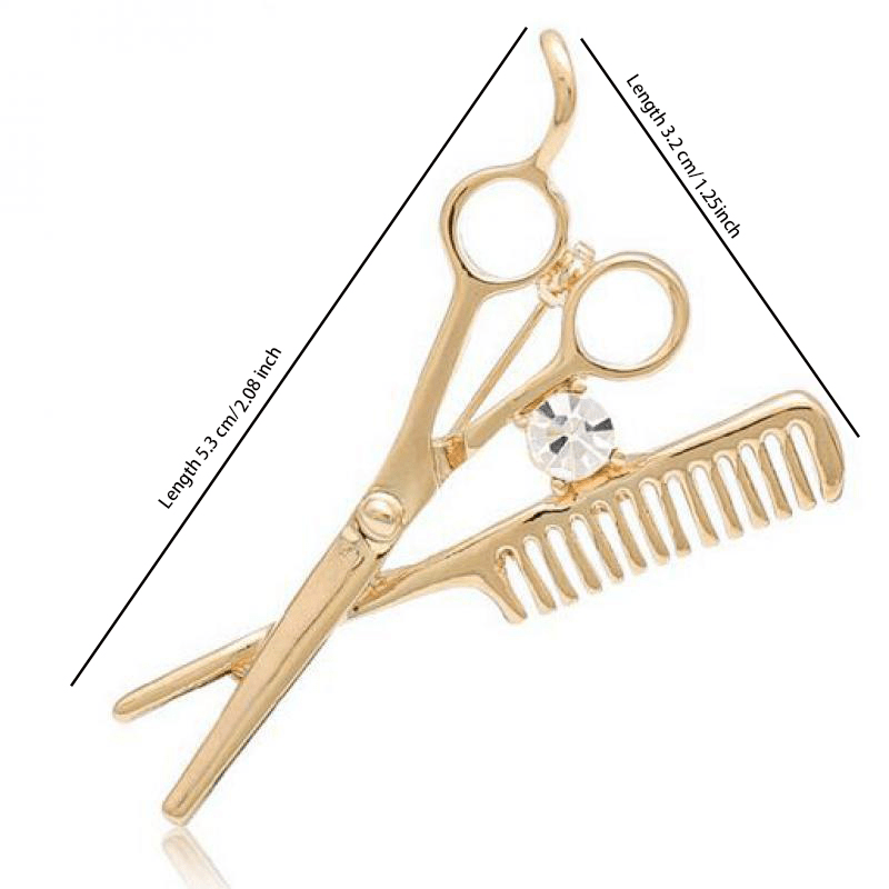 Men's Haircut Scissors Comb Brooch