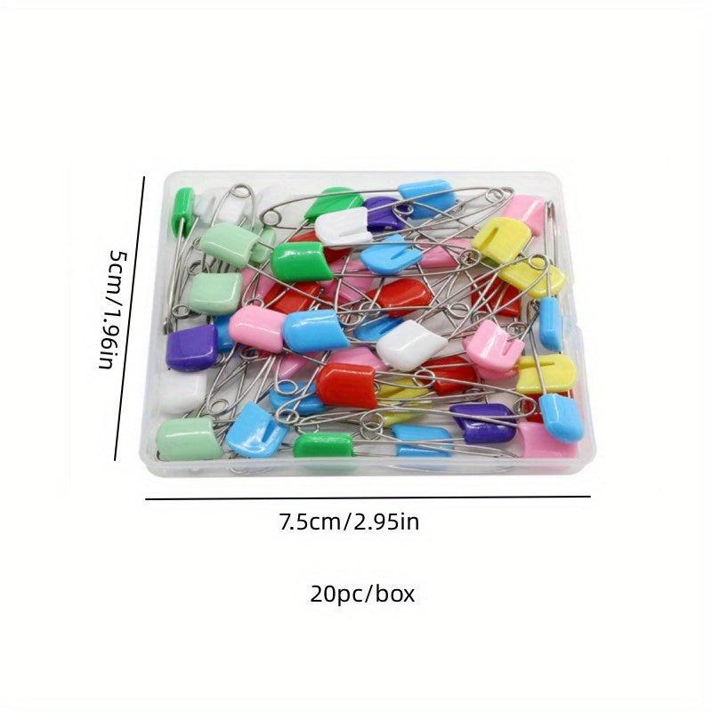 20pc Stainless Steel Pins Multicolor Headscarf Large Safety Pin