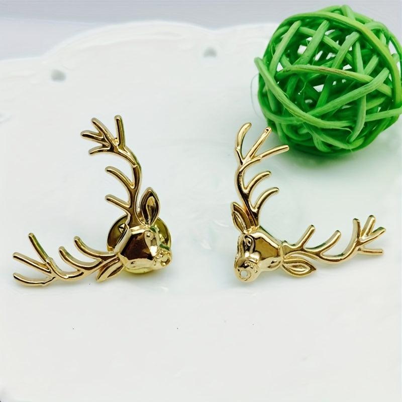Deer Head Brooch Retro Shirt Collar Pin Christmas Decoration