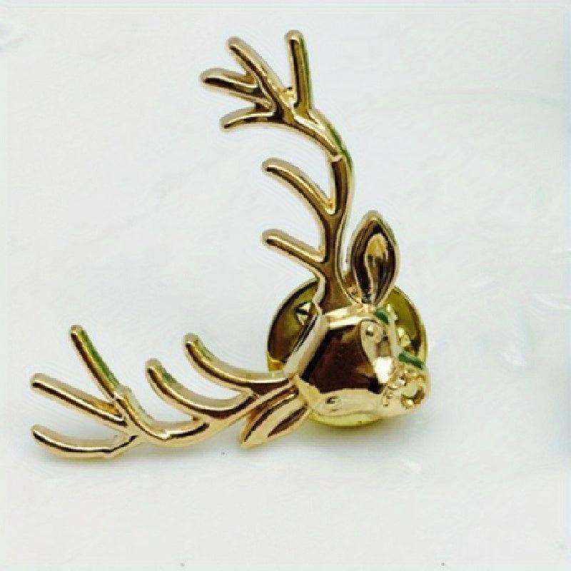 Deer Head Brooch Retro Shirt Collar Pin Christmas Decoration