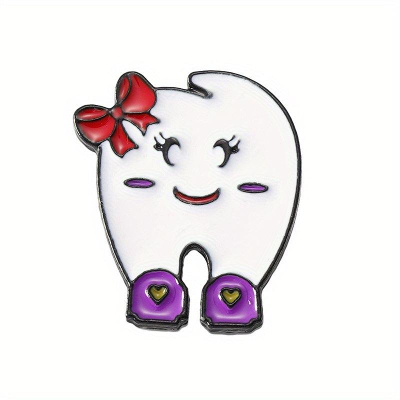 Smiling Tooth Enamel Pins Cartoon Teeth Brooches Lapel Badges