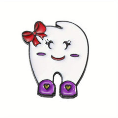 Smiling Tooth Enamel Pins Cartoon Teeth Brooches Lapel Badges
