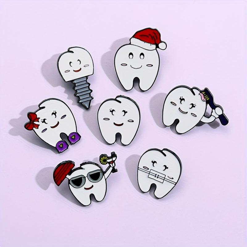 Smiling Tooth Enamel Pins Cartoon Teeth Brooches Lapel Badges