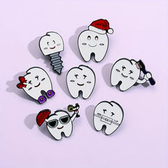 Smiling Tooth Enamel Pins Cartoon Teeth Brooches Lapel Badges