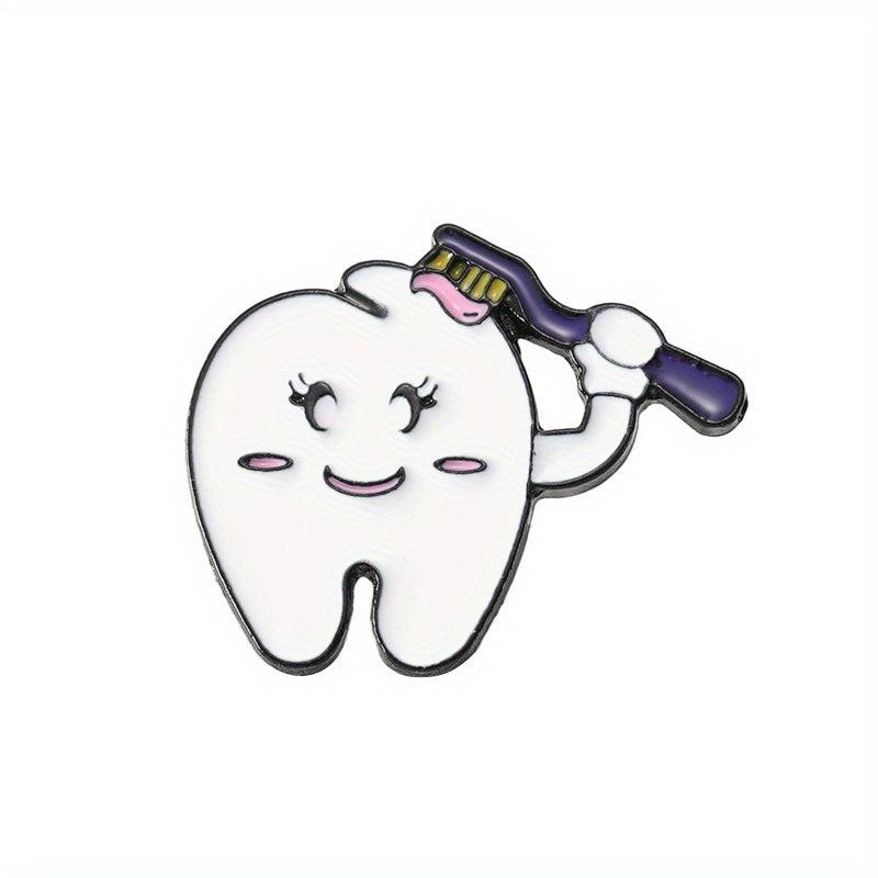 Smiling Tooth Enamel Pins Cartoon Teeth Brooches Lapel Badges
